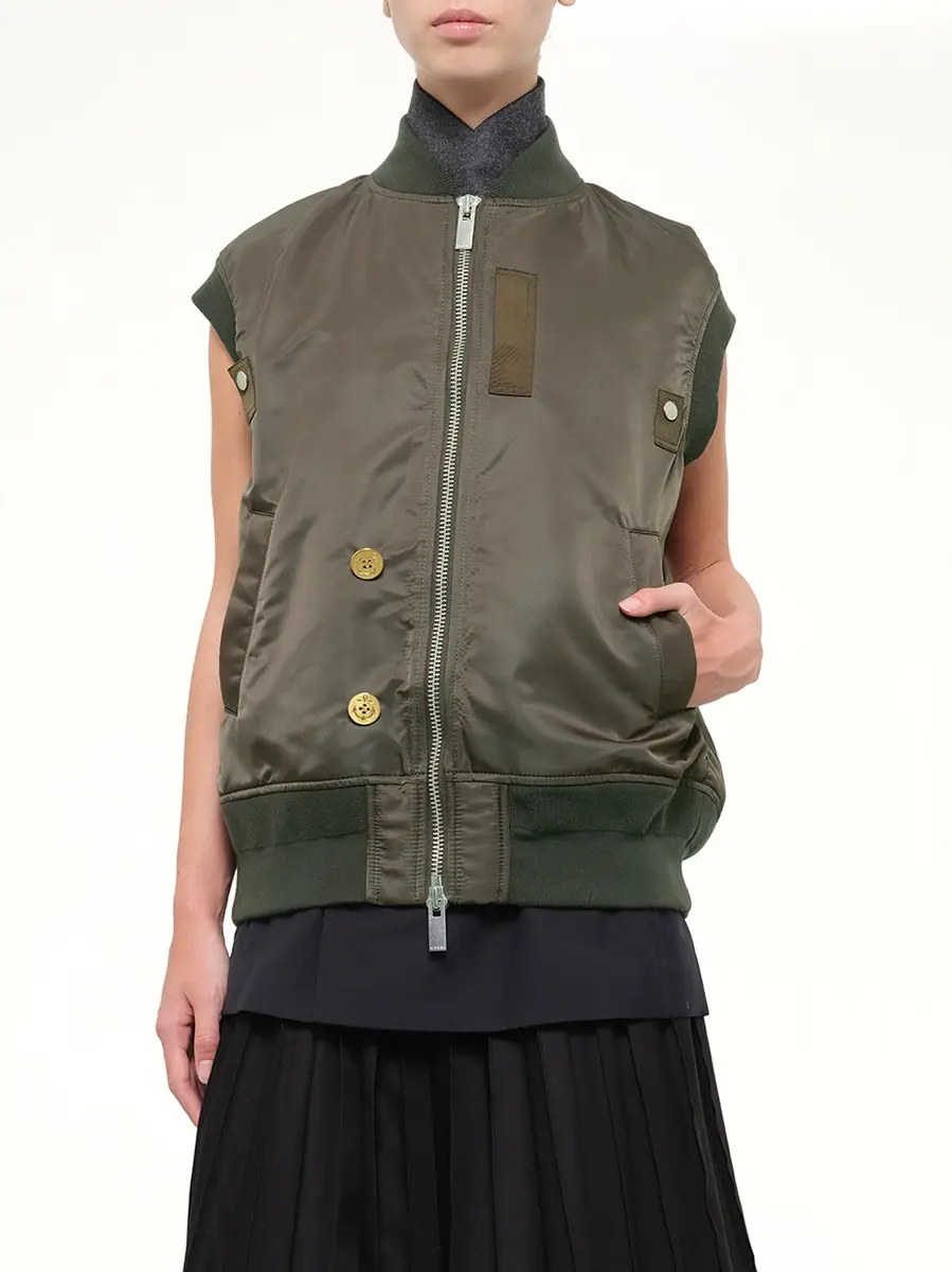 Sacai Nylon Twill x Suiting Vest in Navy/dark Khaki | Thumbnail 6 Sacai Nylon Twill x Suiting Vest in Navy/dark Khaki | Thumbnail 6