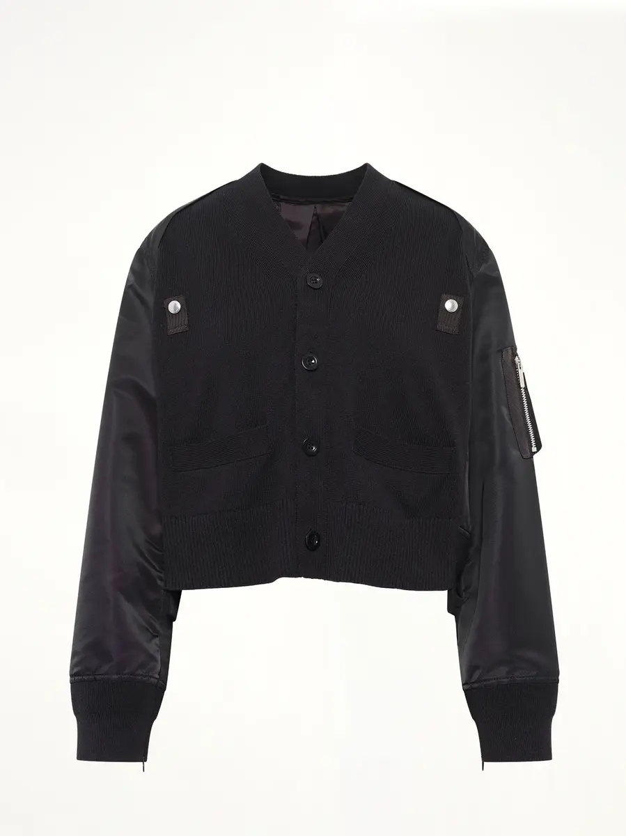 Sacai Nylon Twill x Cotton Knit Cardigan | Thumbnail 2 Sacai Nylon Twill x Cotton Knit Cardigan | Thumbnail 2