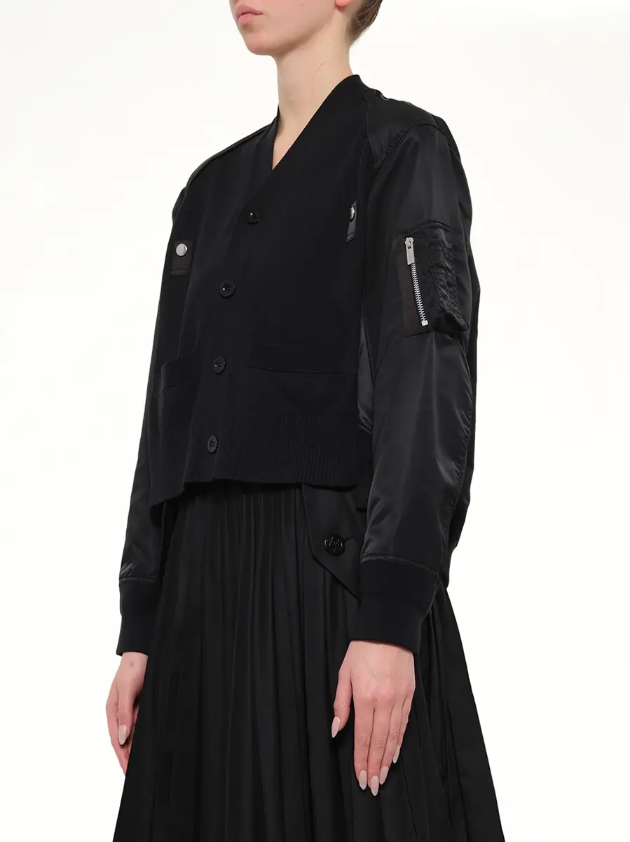 Sacai Nylon Twill x Cotton Knit Cardigan | Thumbnail 3 Sacai Nylon Twill x Cotton Knit Cardigan | Thumbnail 3