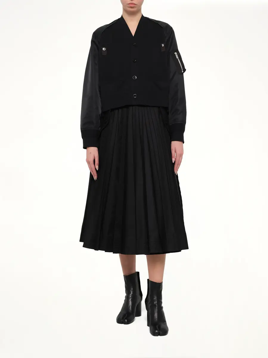 Sacai Nylon Twill x Cotton Knit Cardigan | Thumbnail 4 Sacai Nylon Twill x Cotton Knit Cardigan | Thumbnail 4