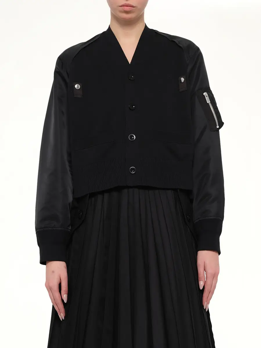 Sacai Nylon Twill x Cotton Knit Cardigan | Thumbnail 6 Sacai Nylon Twill x Cotton Knit Cardigan | Thumbnail 6