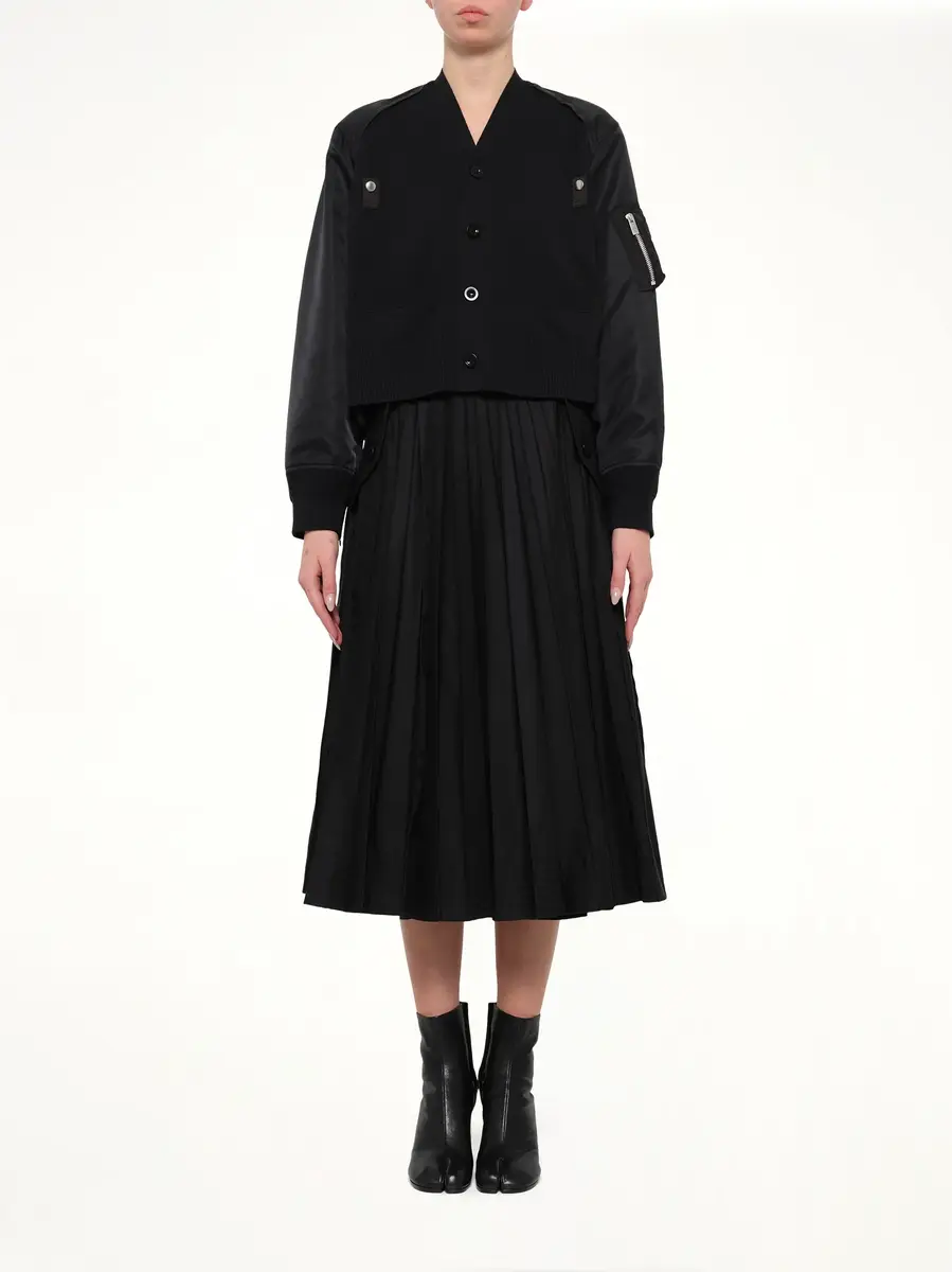 Sacai Nylon Twill x Cotton Knit Cardigan | Thumbnail 7 Sacai Nylon Twill x Cotton Knit Cardigan | Thumbnail 7
