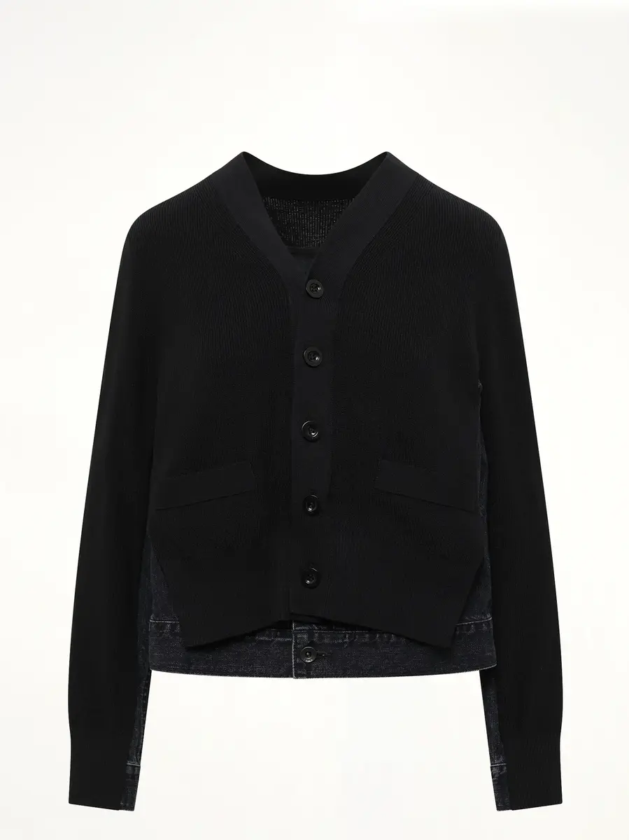Sacai Long Sleeve Denim x Knit Cardigan | Thumbnail 2 Sacai Long Sleeve Denim x Knit Cardigan | Thumbnail 2