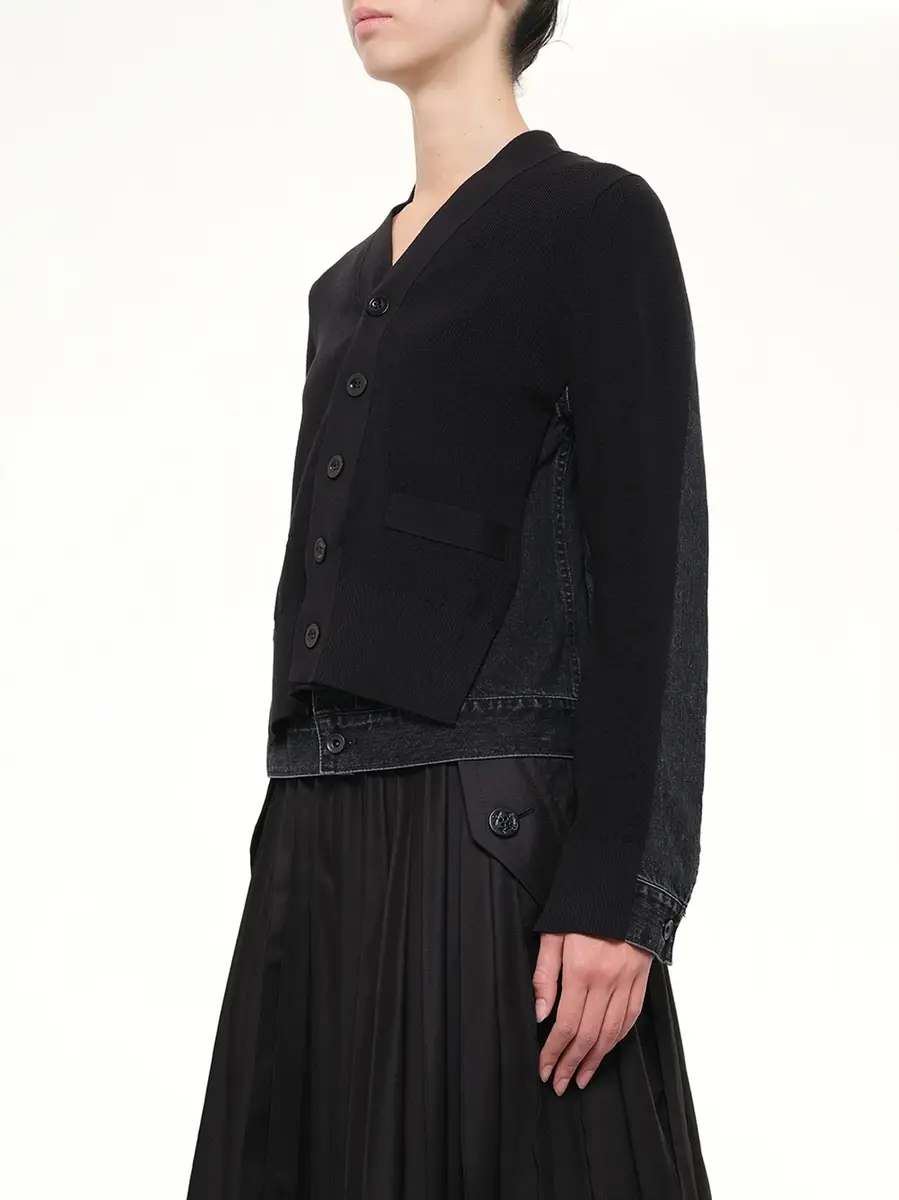 Sacai Long Sleeve Denim x Knit Cardigan | Thumbnail 3 Sacai Long Sleeve Denim x Knit Cardigan | Thumbnail 3