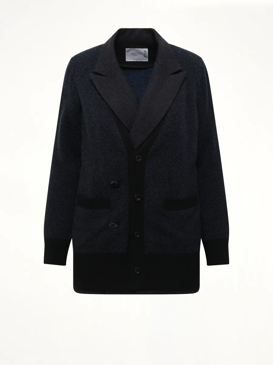 Sacai Double-faced Herringbone x Wool Knit Cardigan | Thumbnail 2 Sacai Double-faced Herringbone x Wool Knit Cardigan | Thumbnail 2