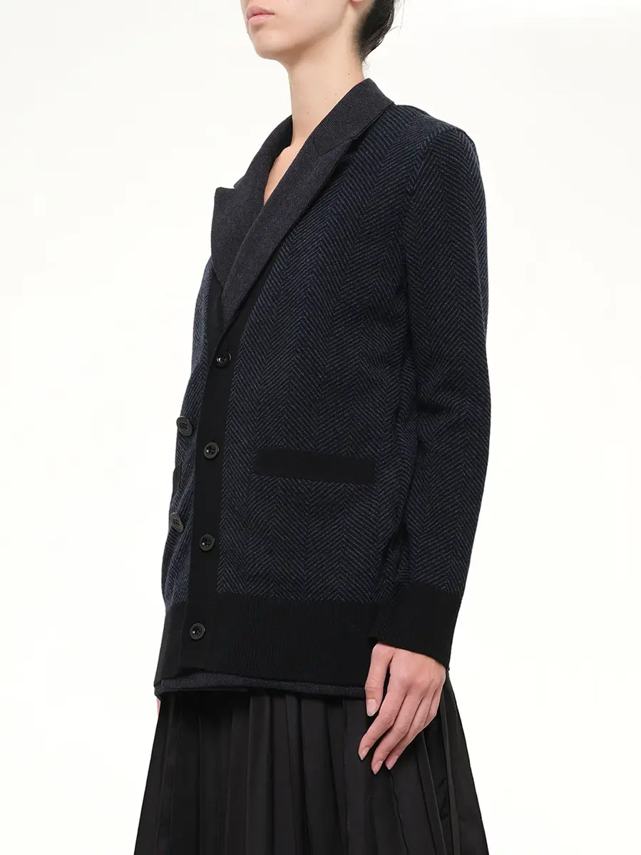 Sacai Double-faced Herringbone x Wool Knit Cardigan | Thumbnail 3 Sacai Double-faced Herringbone x Wool Knit Cardigan | Thumbnail 3