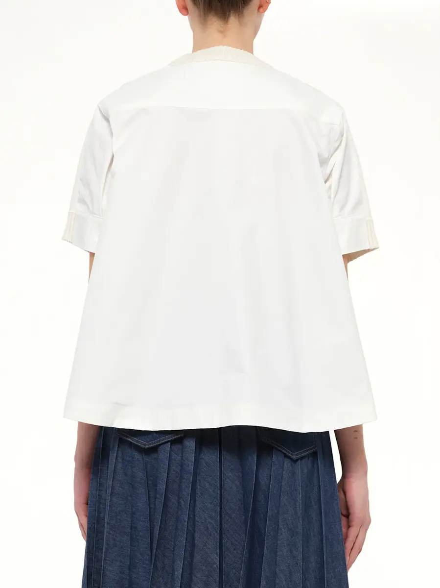 Sacai Cotton Weather x Cashmere Knit Sweater in Off White | Thumbnail 5 Sacai Cotton Weather x Cashmere Knit Sweater in Off White | Thumbnail 5