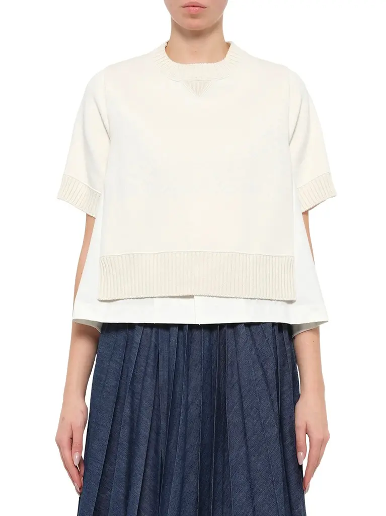 Cotton Weather x Cashmere Knit Sweater in Off White Cotton Weather x Cashmere Knit Sweater in Off White