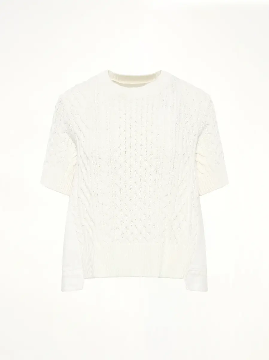 Sacai Denim x Cotton Knit Sweater in Off White | Thumbnail 2 Sacai Denim x Cotton Knit Sweater in Off White | Thumbnail 2