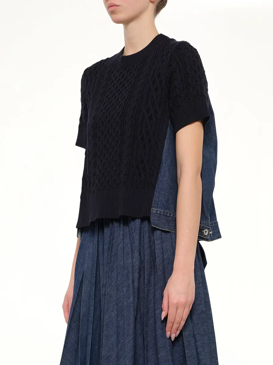 Sacai Denim x Cotton Knit Sweater | Thumbnail 3 Sacai Denim x Cotton Knit Sweater | Thumbnail 3