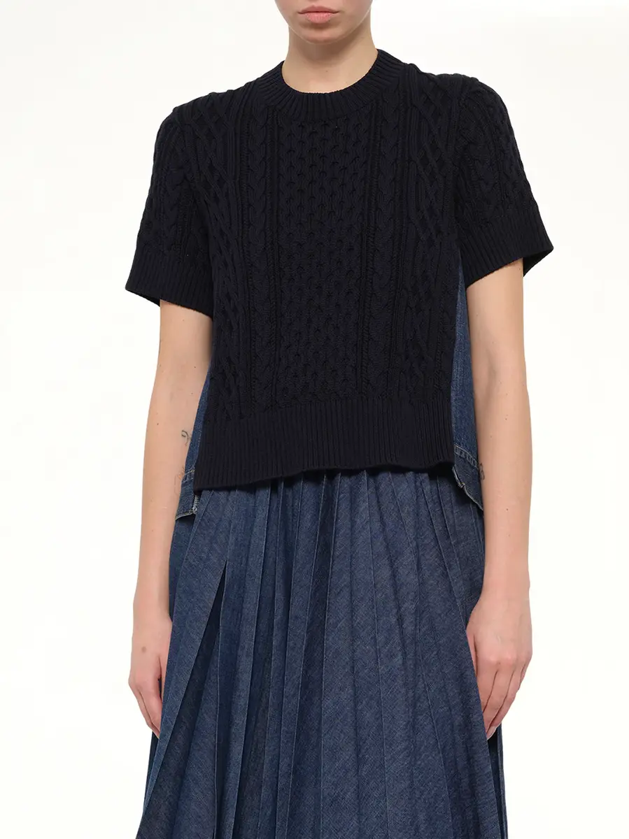 Sacai Denim x Cotton Knit Sweater | Thumbnail 6 Sacai Denim x Cotton Knit Sweater | Thumbnail 6