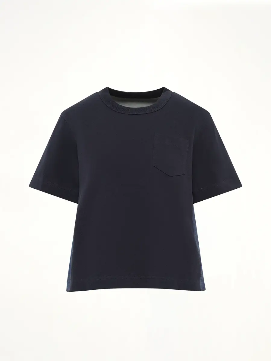 Sacai Denim x Cotton Jersey T-shirt in Navy/blue | Thumbnail 2