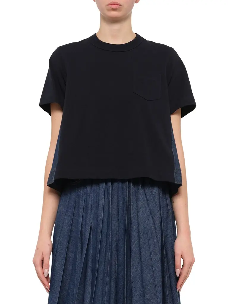 Denim x Cotton Jersey T-shirt in Navy/blue