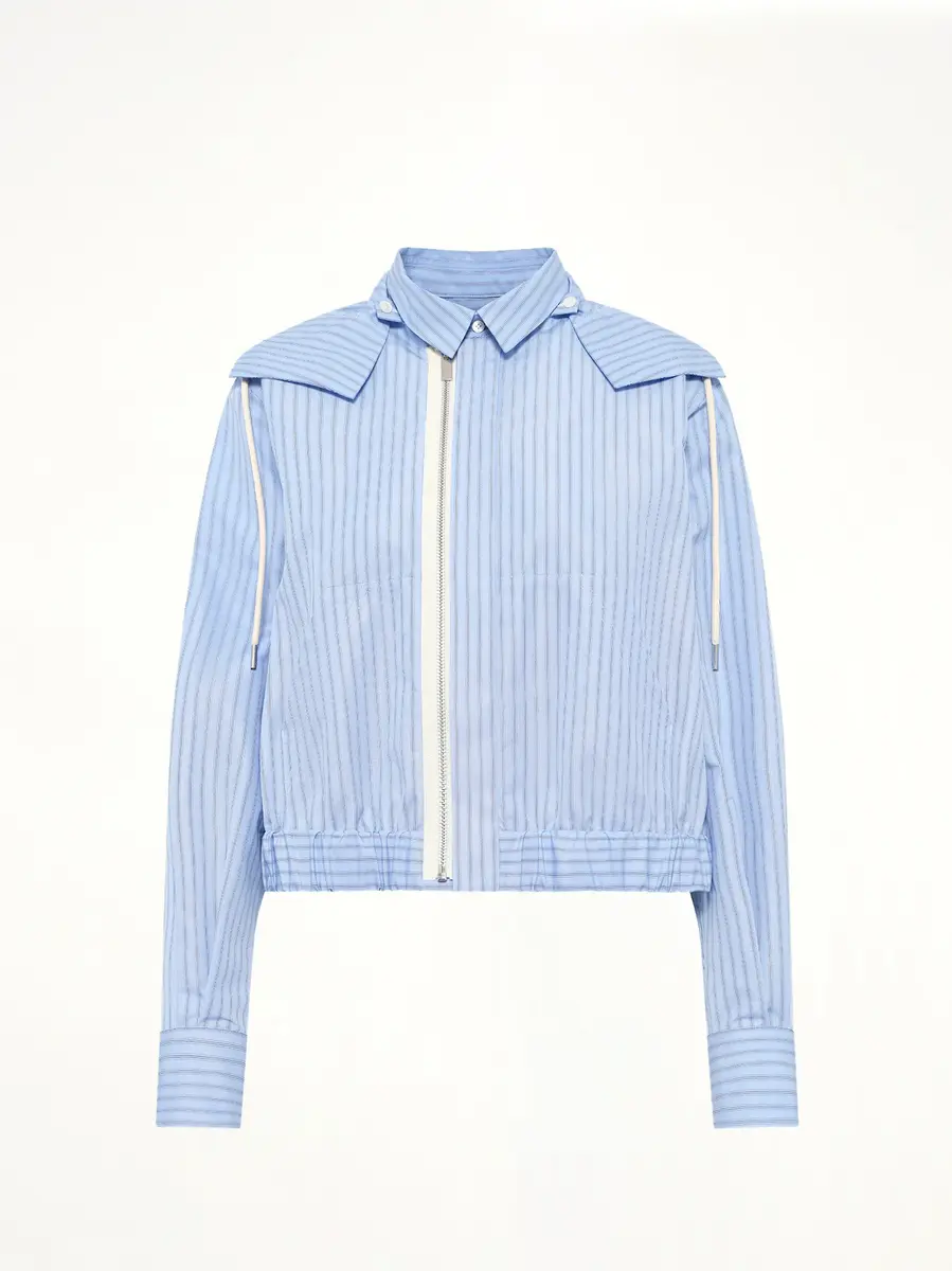 Sacai Poplin Hoodie in Light Blue Stripe | Thumbnail 2 Sacai Poplin Hoodie in Light Blue Stripe | Thumbnail 2