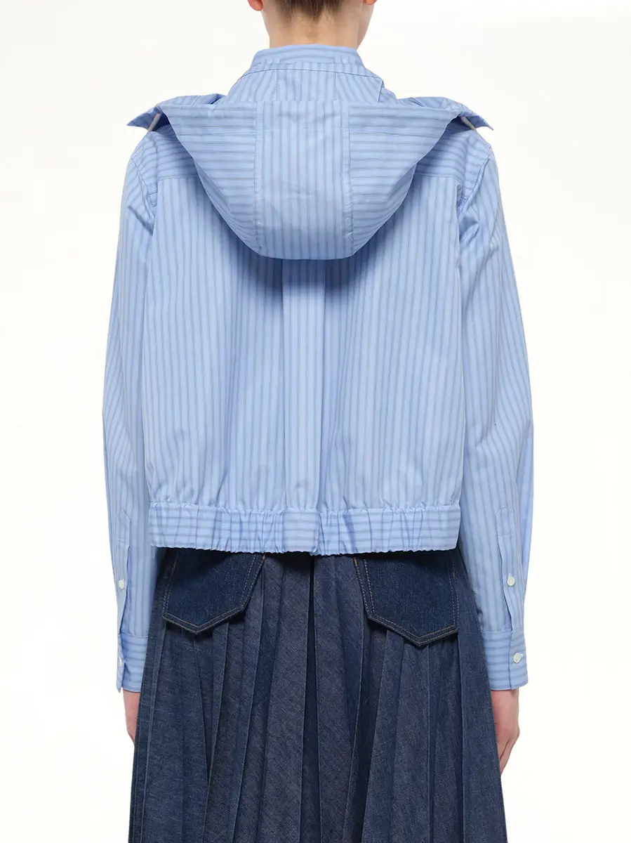 Sacai Poplin Hoodie in Light Blue Stripe | Thumbnail 5 Sacai Poplin Hoodie in Light Blue Stripe | Thumbnail 5