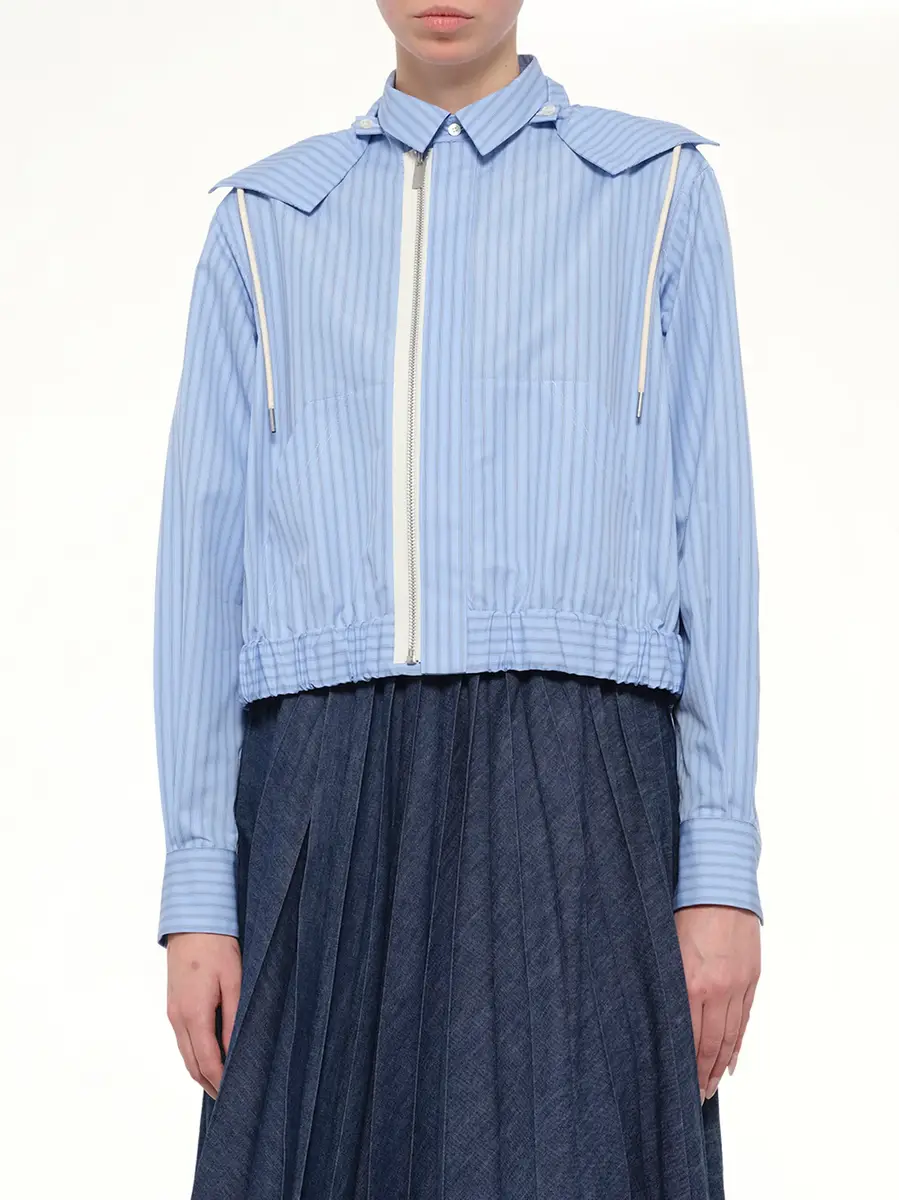 Sacai Poplin Hoodie in Light Blue Stripe | Thumbnail 6 Sacai Poplin Hoodie in Light Blue Stripe | Thumbnail 6