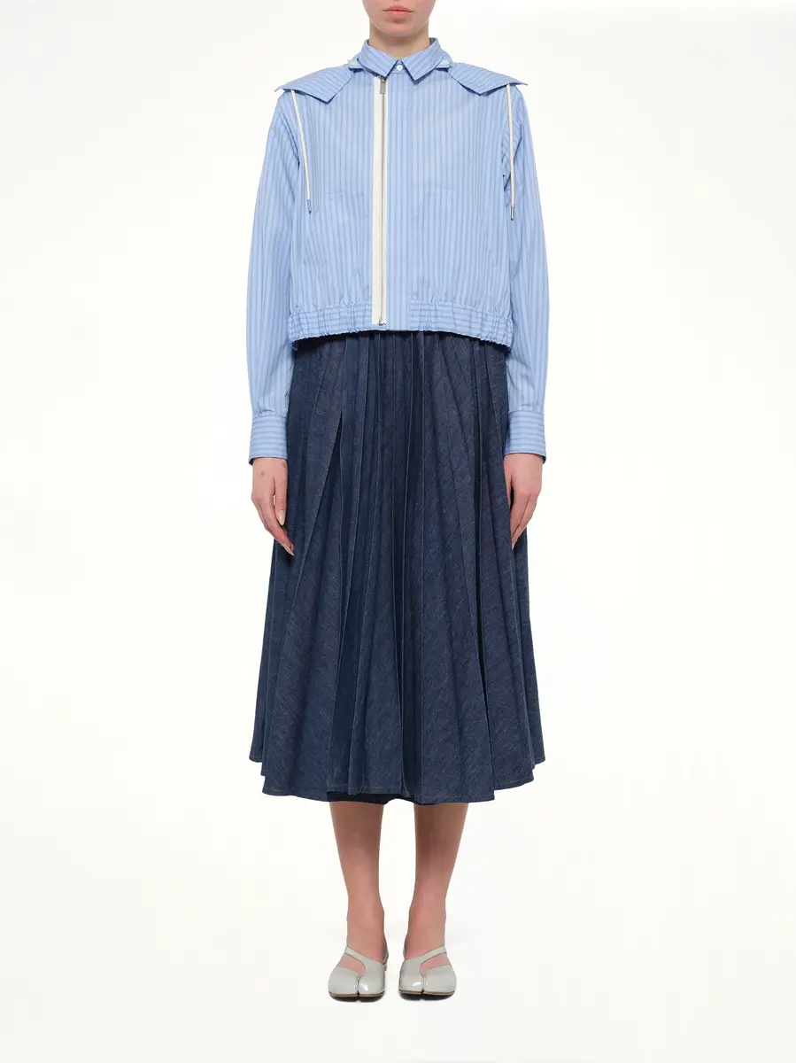 Sacai Poplin Hoodie in Light Blue Stripe | Thumbnail 7 Sacai Poplin Hoodie in Light Blue Stripe | Thumbnail 7