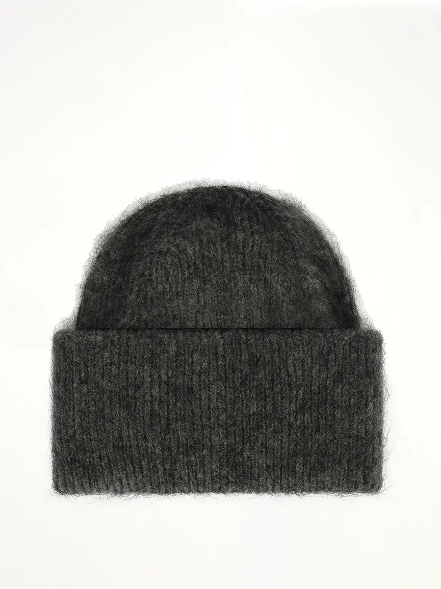 AMI PARIS Ami Paris Patch Beanie in Charcoal Grey | Thumbnail 2 AMI PARIS Ami Paris Patch Beanie in Charcoal Grey | Thumbnail 2