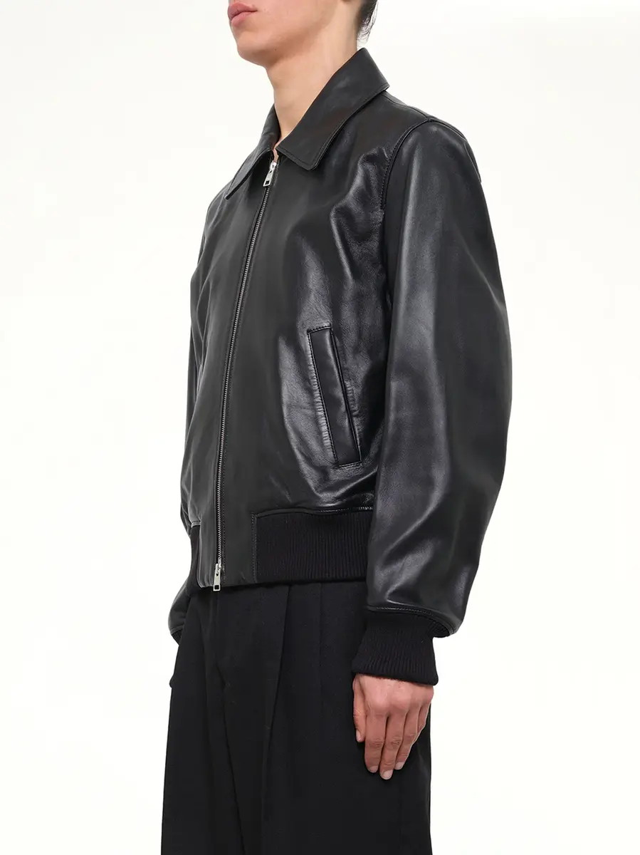 AMI PARIS Lamb Leather Zipped Jacket | Thumbnail 3