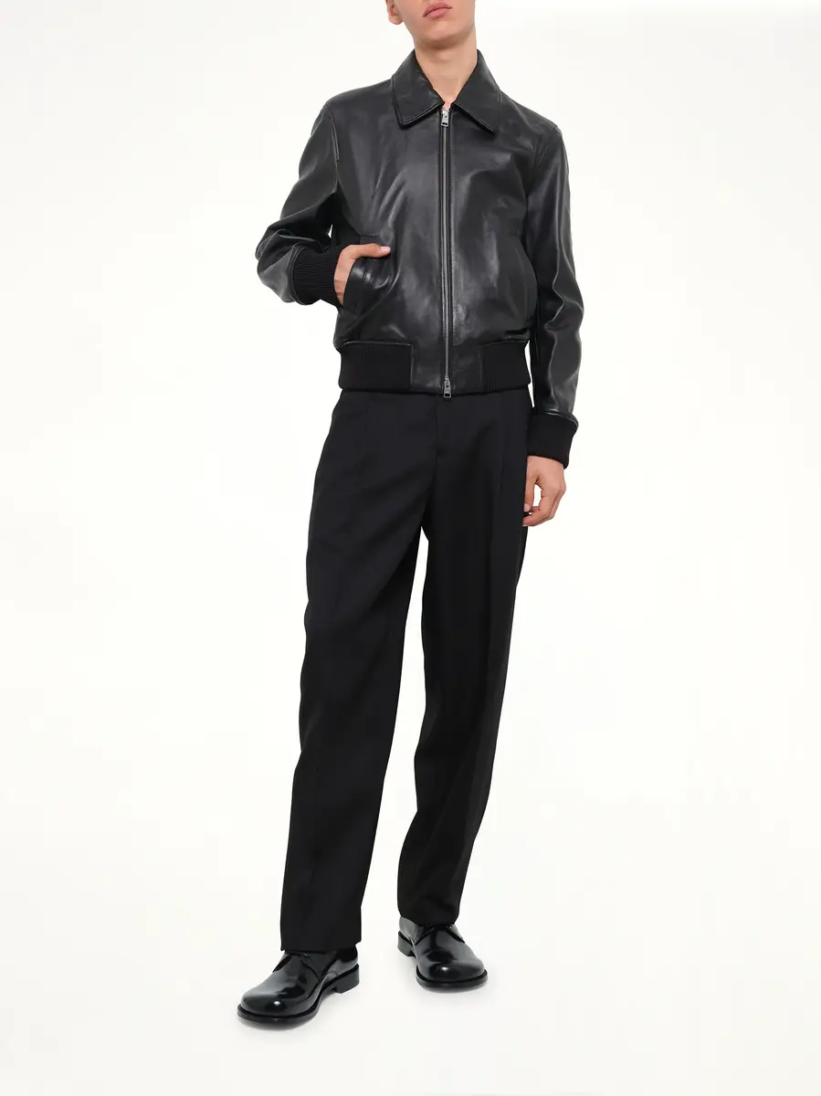 AMI PARIS Lamb Leather Zipped Jacket | Thumbnail 4