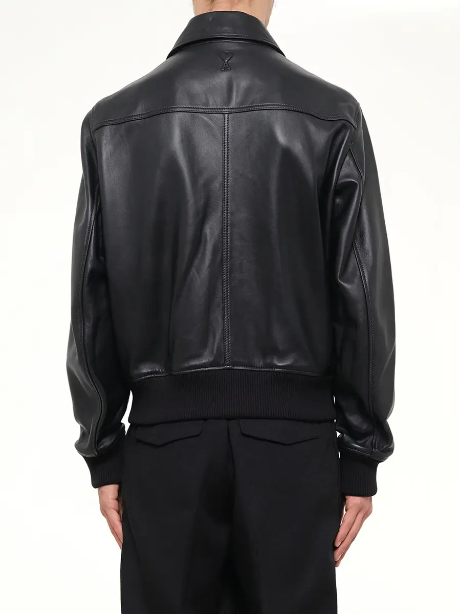 AMI PARIS Lamb Leather Zipped Jacket | Thumbnail 5