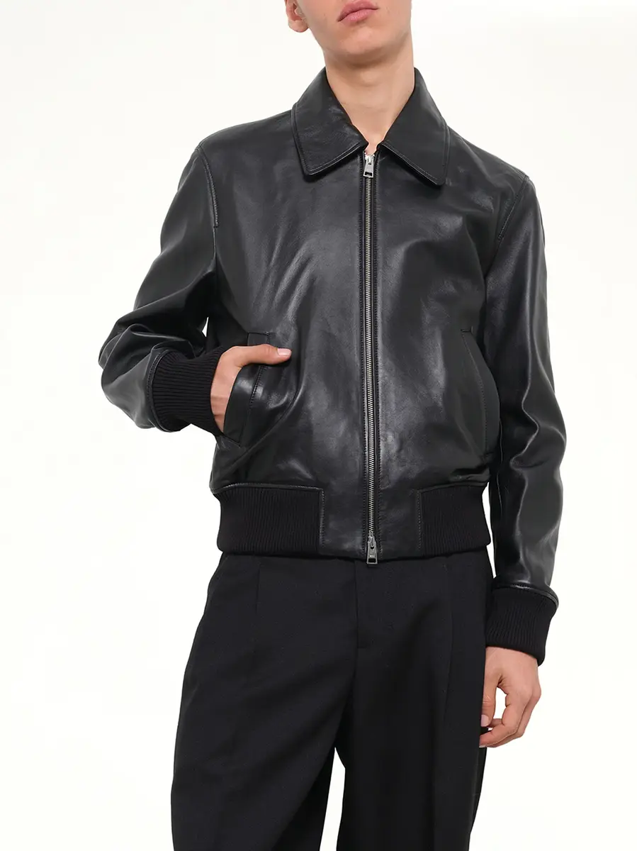 AMI PARIS Lamb Leather Zipped Jacket | Thumbnail 6