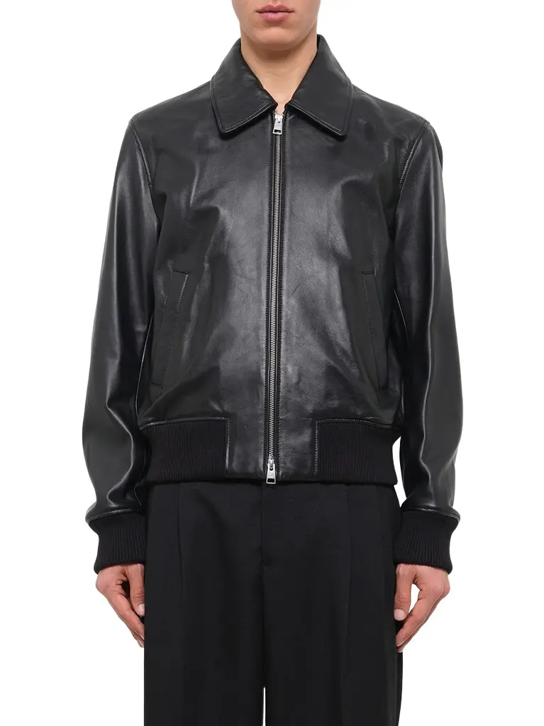 AMI PARIS Lamb Leather Zipped Jacket