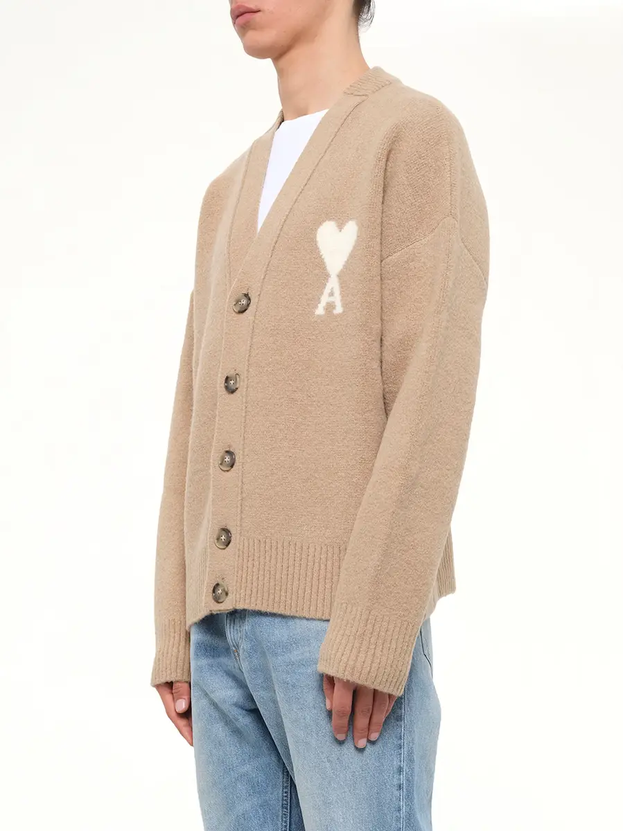 AMI PARIS Ami De Coeur V Neck Cardigan | Thumbnail 3 AMI PARIS Ami De Coeur V Neck Cardigan | Thumbnail 3