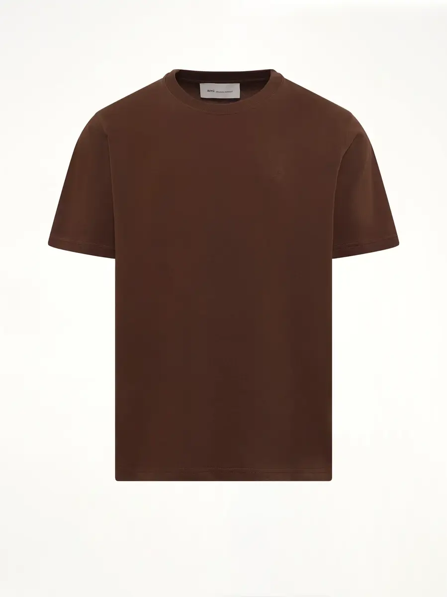 AMI PARIS Embossed Ami De Coeur T-shirt in Chocolate Brown | Thumbnail 2 AMI PARIS Embossed Ami De Coeur T-shirt in Chocolate Brown | Thumbnail 2
