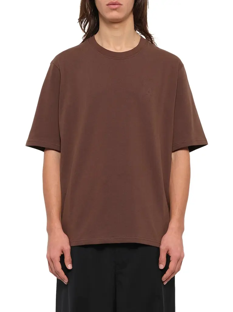 Embossed Ami De Coeur T-shirt in Chocolate Brown Embossed Ami De Coeur T-shirt in Chocolate Brown