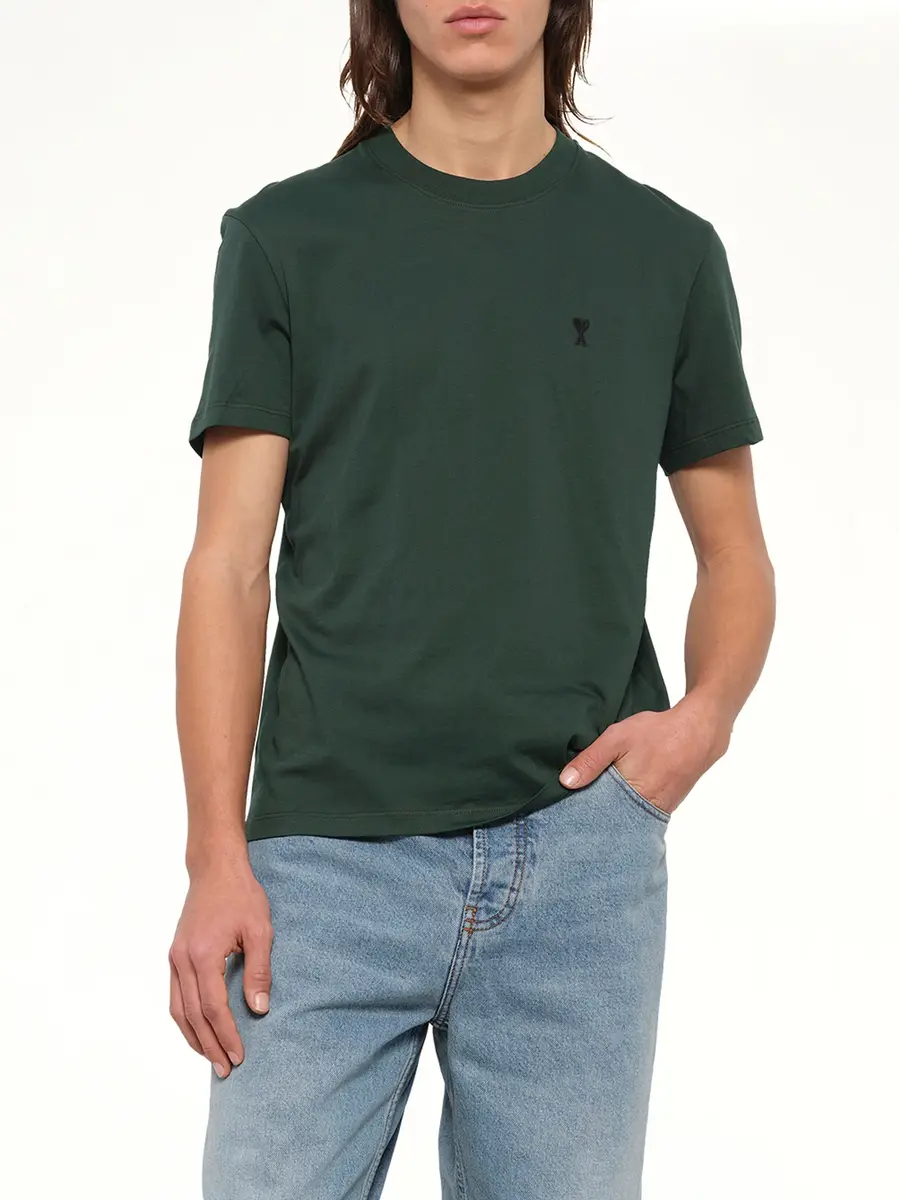 AMI PARIS Ami De Coeur T-shirt in Bottle Green | Thumbnail 6 AMI PARIS Ami De Coeur T-shirt in Bottle Green | Thumbnail 6