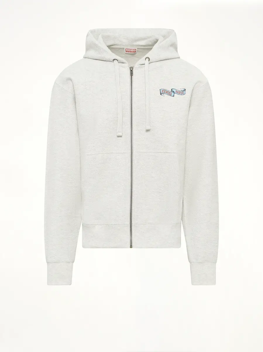 KENZO Kenzo Jumping Tiger Classic Zip Up Hoodie in Pale Grey | Thumbnail 2 KENZO Kenzo Jumping Tiger Classic Zip Up Hoodie in Pale Grey | Thumbnail 2