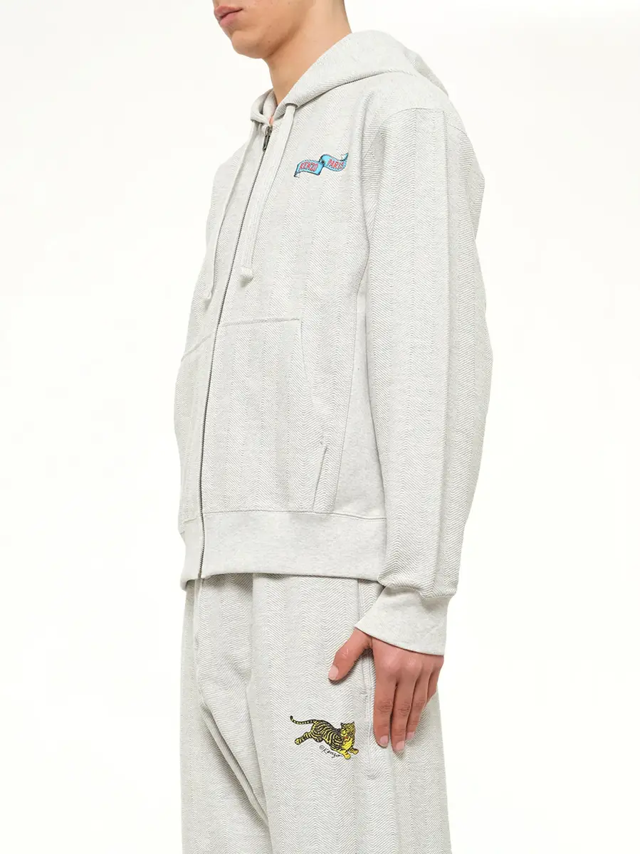 KENZO Kenzo Jumping Tiger Classic Zip Up Hoodie in Pale Grey | Thumbnail 3 KENZO Kenzo Jumping Tiger Classic Zip Up Hoodie in Pale Grey | Thumbnail 3
