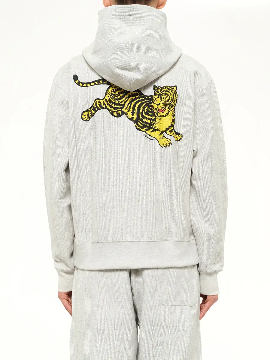 KENZO Kenzo Jumping Tiger Classic Zip Up Hoodie in Pale Grey | Thumbnail 5 KENZO Kenzo Jumping Tiger Classic Zip Up Hoodie in Pale Grey | Thumbnail 5