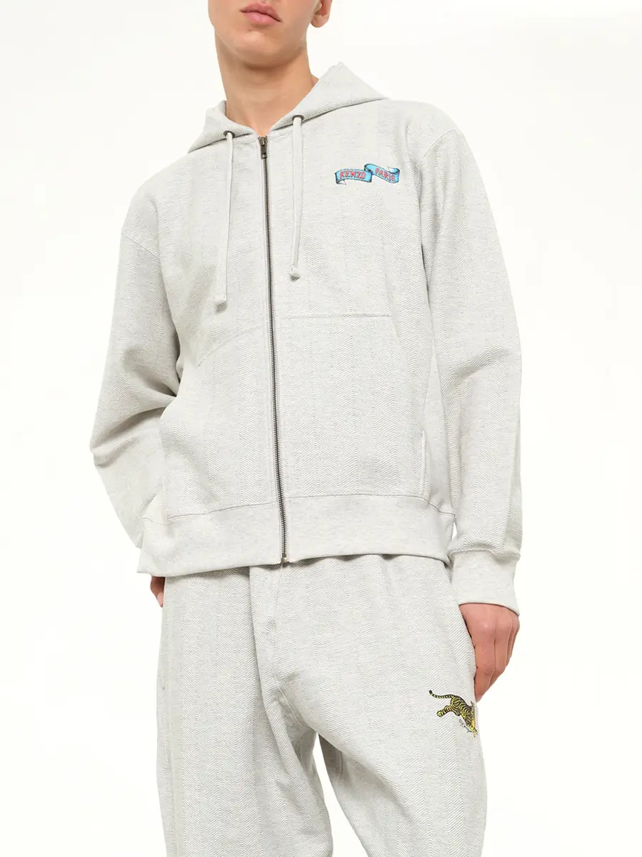 KENZO Kenzo Jumping Tiger Classic Zip Up Hoodie in Pale Grey | Thumbnail 6 KENZO Kenzo Jumping Tiger Classic Zip Up Hoodie in Pale Grey | Thumbnail 6