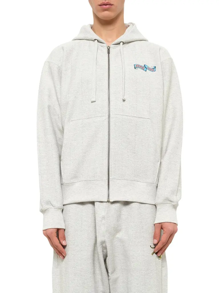 KENZO Kenzo Jumping Tiger Classic Zip Up Hoodie in Pale Grey