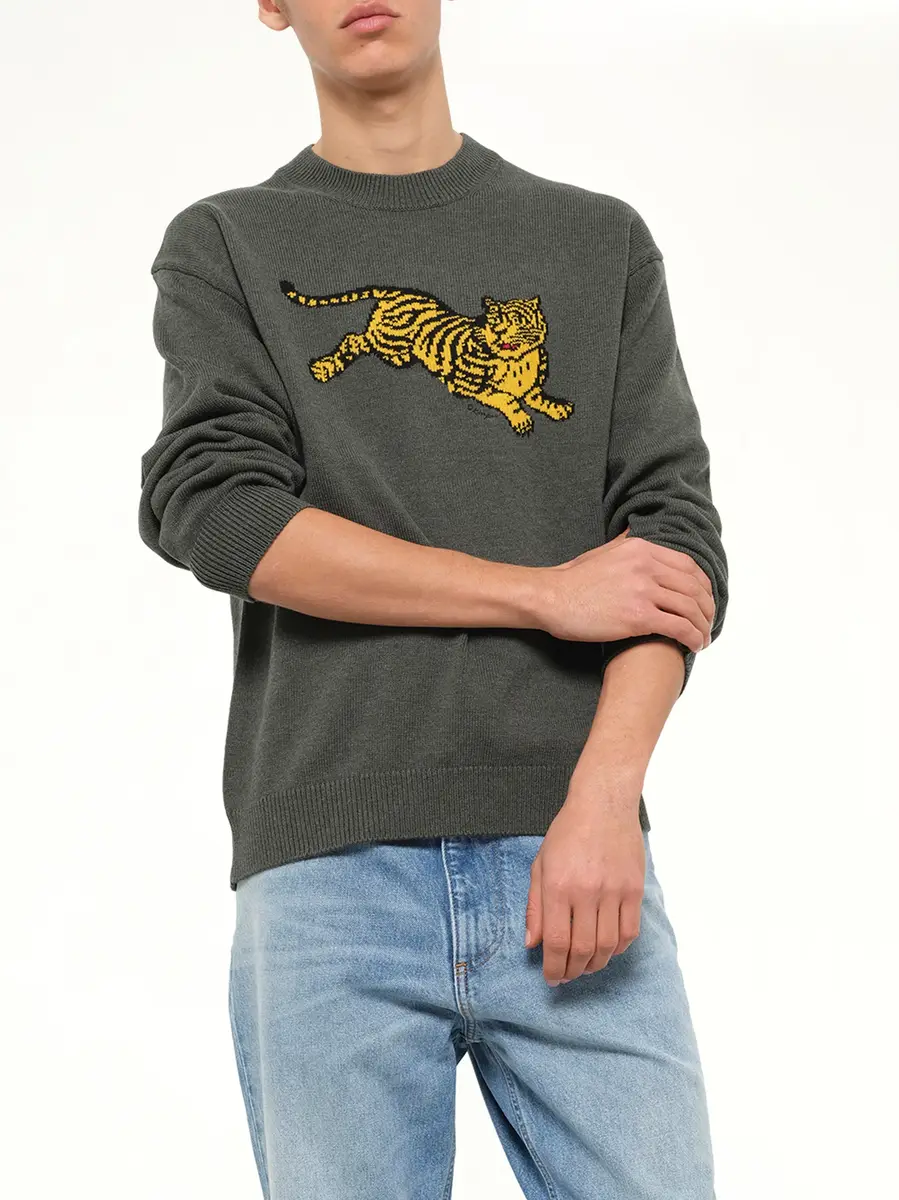 KENZO Kenzo Jumping Tiger Jumper in Dark Khaki | Thumbnail 6 KENZO Kenzo Jumping Tiger Jumper in Dark Khaki | Thumbnail 6
