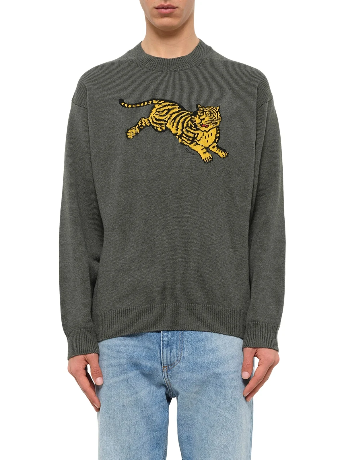 Kenzo Jumping Tiger Jumper in Dark Khaki Kenzo Jumping Tiger Jumper in Dark Khaki