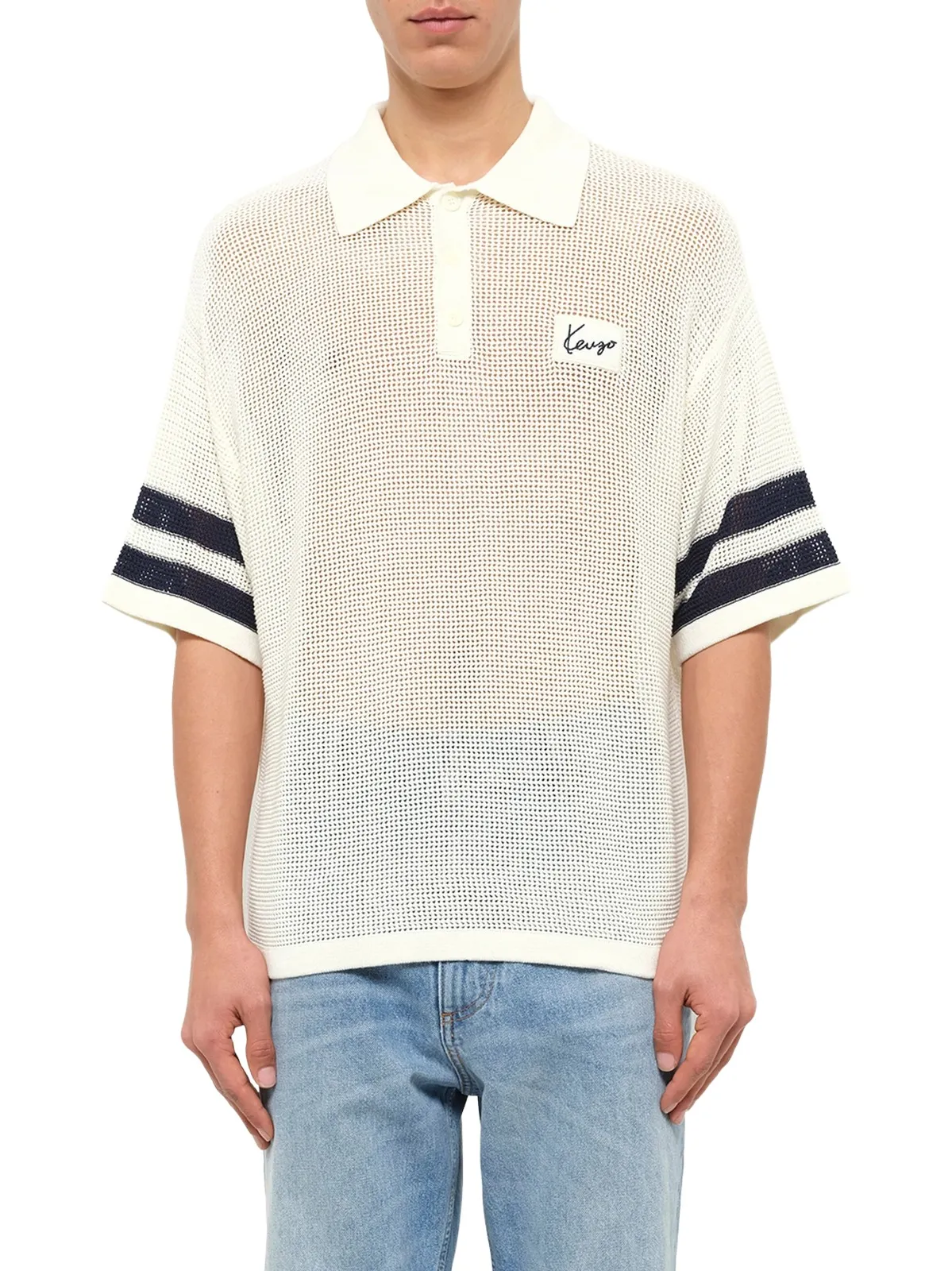 KENZO Crochet Polo in Off White