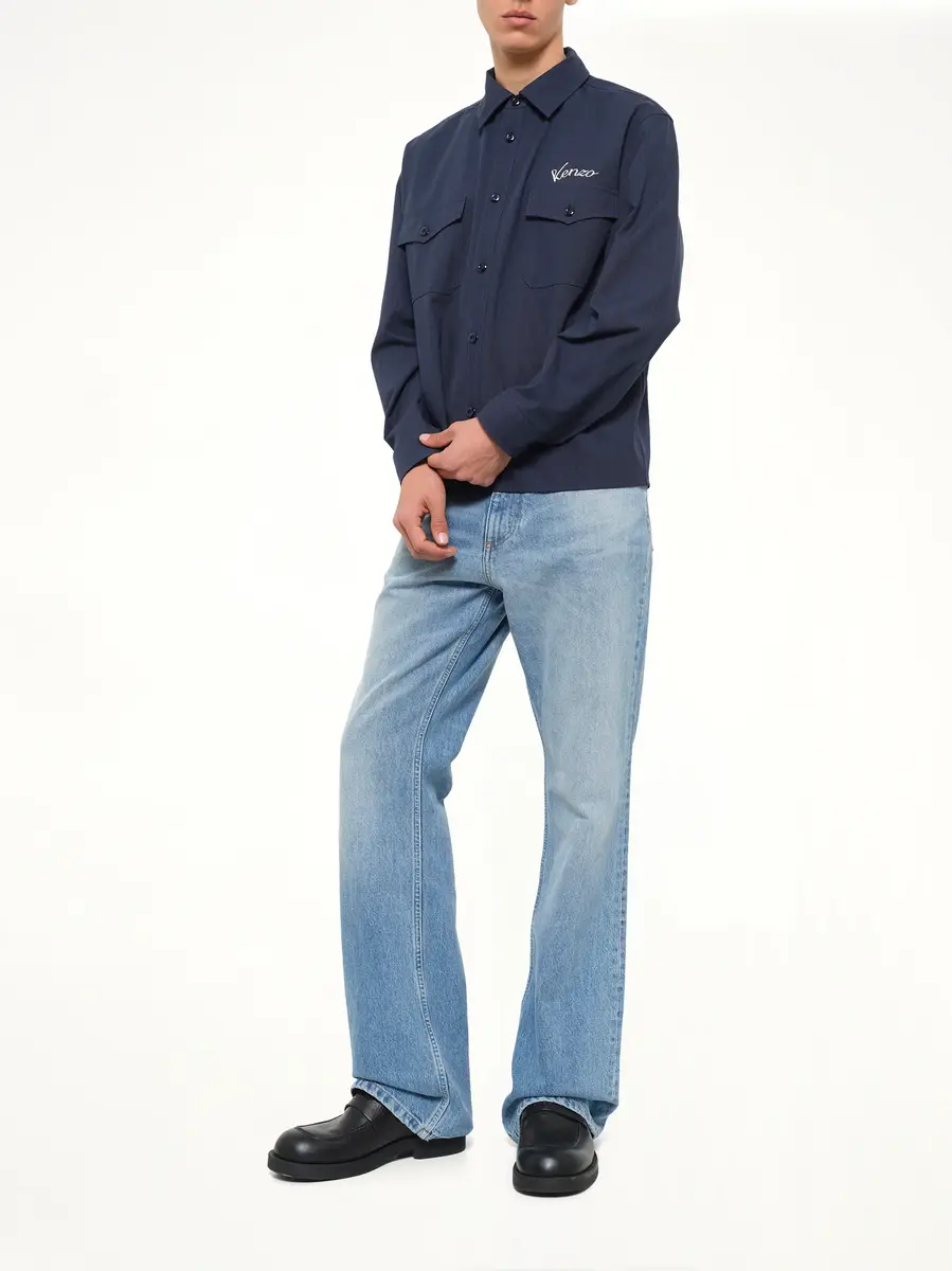 KENZO Kenzo Varsity Overshirt in Navy Blue | Thumbnail 4