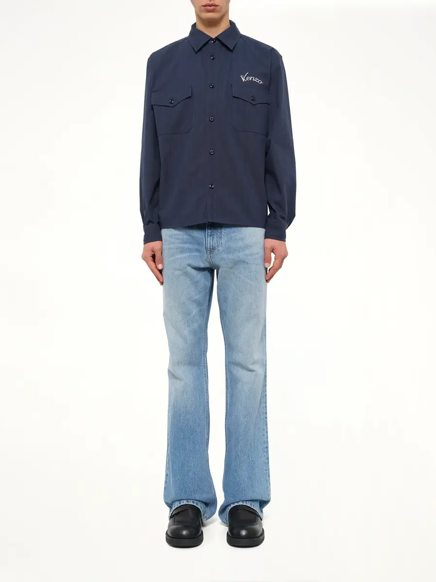 KENZO Kenzo Varsity Overshirt in Navy Blue | Thumbnail 7