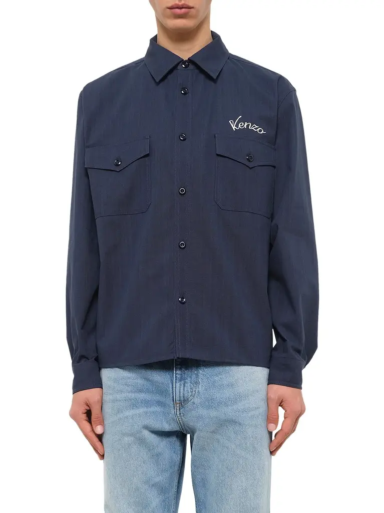 Kenzo Varsity Overshirt in Navy Blue