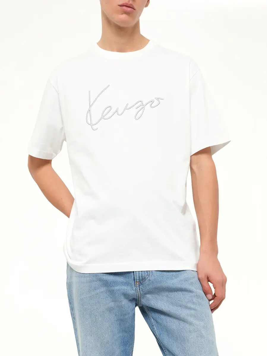 KENZO Gots Kenzo Big Signature Classic T-shirt in Off White | Thumbnail 6 KENZO Gots Kenzo Big Signature Classic T-shirt in Off White | Thumbnail 6