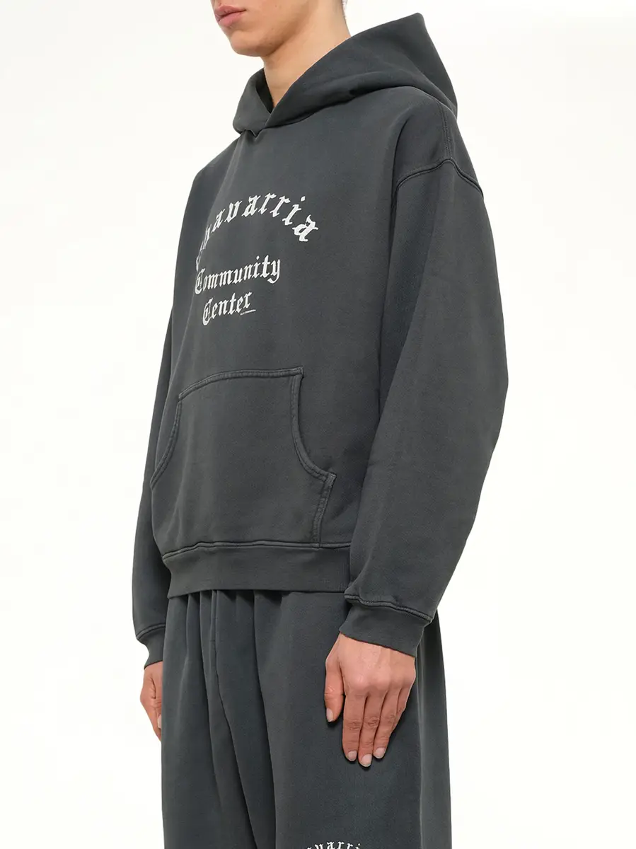 Willy Chavarria Chavarria Community Center Shrunken Hoodie in Pirate Black | Thumbnail 3 Willy Chavarria Chavarria Community Center Shrunken Hoodie in Pirate Black | Thumbnail 3