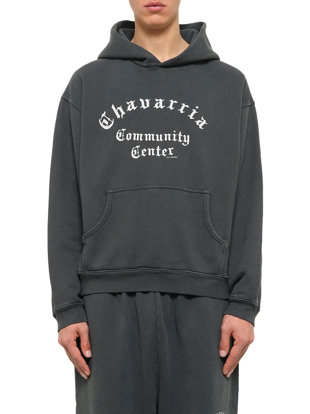 Willy Chavarria Chavarria Community Center Shrunken Hoodie in Pirate Black