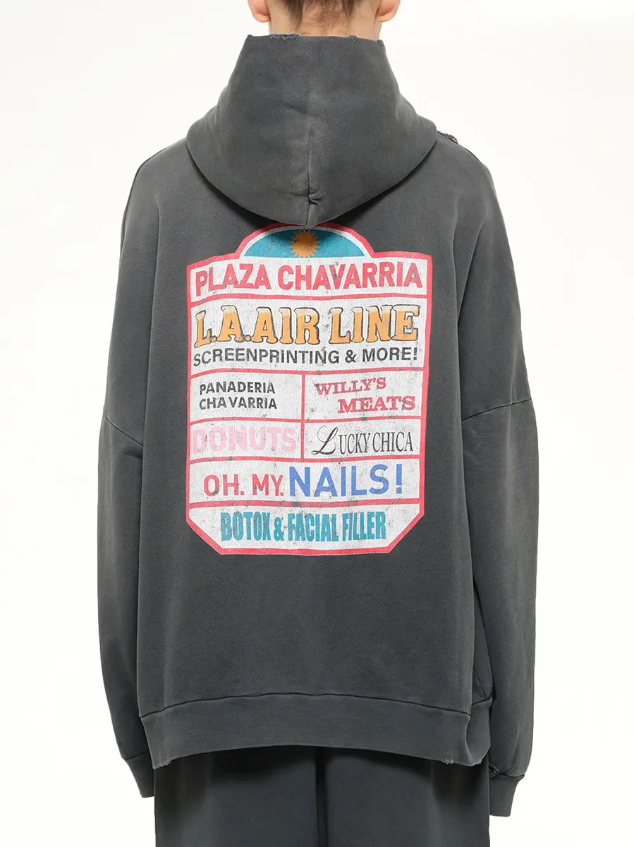 Willy Chavarria Plaza Chavarria Zip Hooligan Hoodie in Pirate Black | Thumbnail 5 Willy Chavarria Plaza Chavarria Zip Hooligan Hoodie in Pirate Black | Thumbnail 5