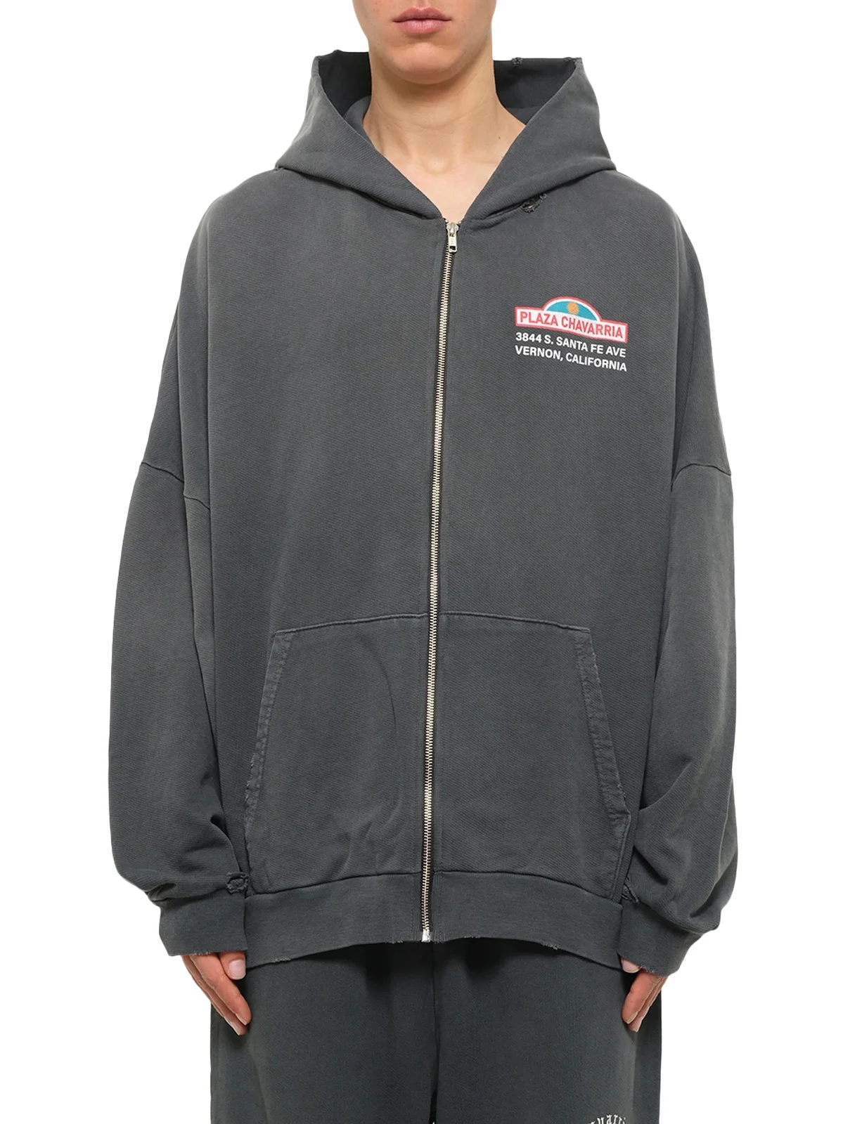Willy Chavarria Plaza Chavarria Zip Hooligan Hoodie in Pirate Black