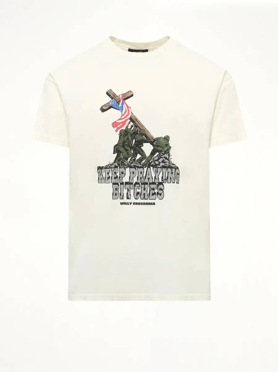 Willy Chavarria Keep Praying Bitches Easy T-shirt in Masa | Thumbnail 2 Willy Chavarria Keep Praying Bitches Easy T-shirt in Masa | Thumbnail 2