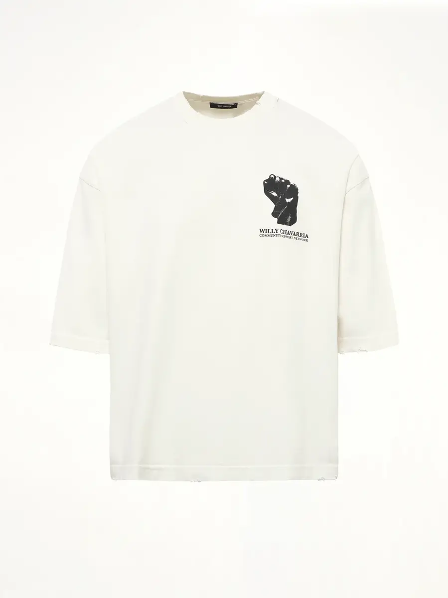 Willy Chavarria Resist,Persist,Exist Buffalo T-shirt in Masa | Thumbnail 2 Willy Chavarria Resist,Persist,Exist Buffalo T-shirt in Masa | Thumbnail 2