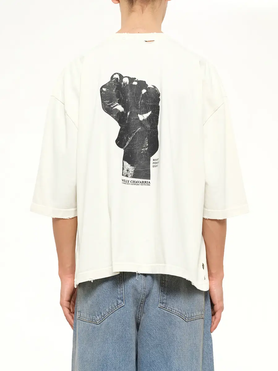 Willy Chavarria Resist,Persist,Exist Buffalo T-shirt in Masa | Thumbnail 5 Willy Chavarria Resist,Persist,Exist Buffalo T-shirt in Masa | Thumbnail 5